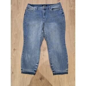 Judy Blue Jeans Women 18W Boyfriend Fit High Rise Light Stretch Frayed